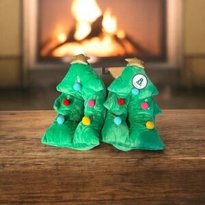 Fuzzy Babba Christmas Tree Ladies Slippers SZ XS/S 5-6 NEW